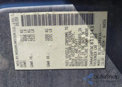 2010 Nissan Maxima 3.5 S from USA, damaged, VIN 1N4AA5AP7AC811343